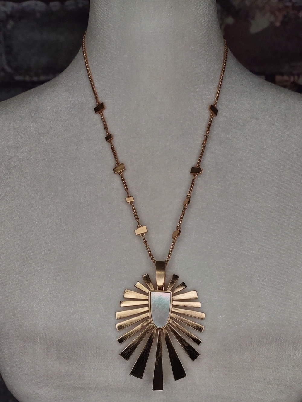 Kendra Scott "Paula" Rose Gold Sunburst Necklace with Mother-of-Pearl